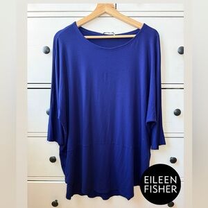 Eileen Fisher Blue Asymmetrical Tunic Dress XL Viscose Long Sleeve